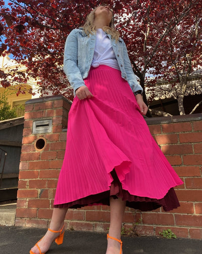 Pink Plum Pleated Skirt