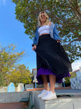 Load image into Gallery viewer, Black/Purple Pleated Skirt