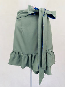 Khaki Kandy Wrap Frill Skirt