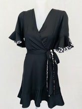 Load image into Gallery viewer, Leo Black Wrap Frill Dress