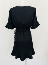 Load image into Gallery viewer, Leo Black Wrap Frill Dress