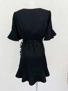 Leo Black Wrap Frill Dress