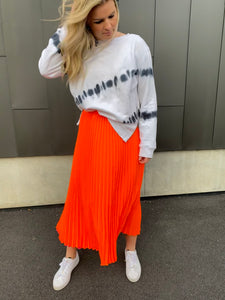 Hot Pink and Bright Orange Pleated Skirt