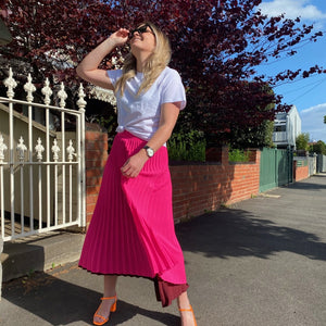 Pink Plum Pleated Skirt