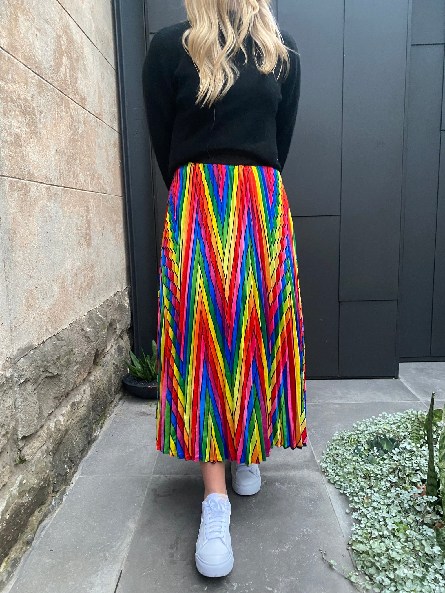 Rainbow pleated maxi skirt Clearance