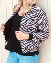 Load image into Gallery viewer, Zebra Black Bomber Jacket