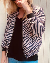 Load image into Gallery viewer, Zebra Black Bomber Jacket