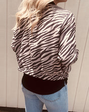 Load image into Gallery viewer, Zebra Black Bomber Jacket