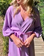 Load image into Gallery viewer, Lilac Lime Mini Wrap Dress