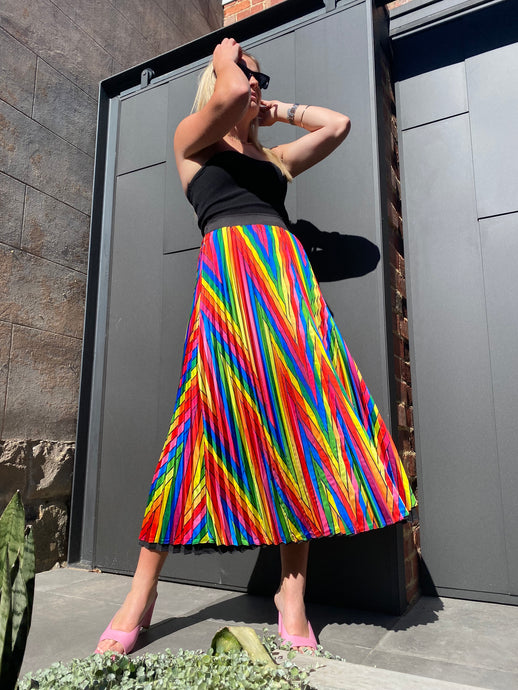 Rainbow Reversible Pleated Skirt 🌈